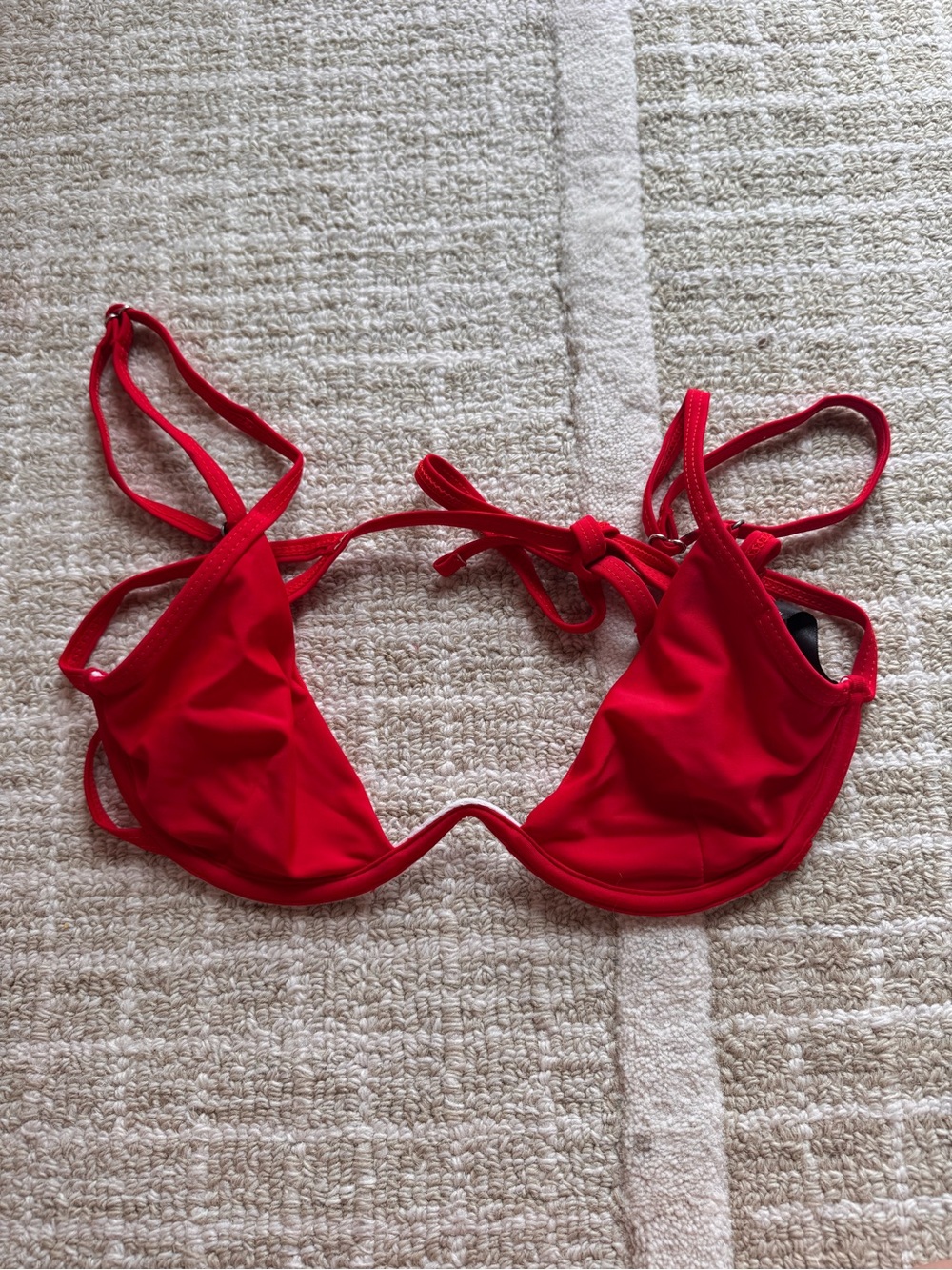 Missguided Red Triangle Bikini Top with Tie Straps